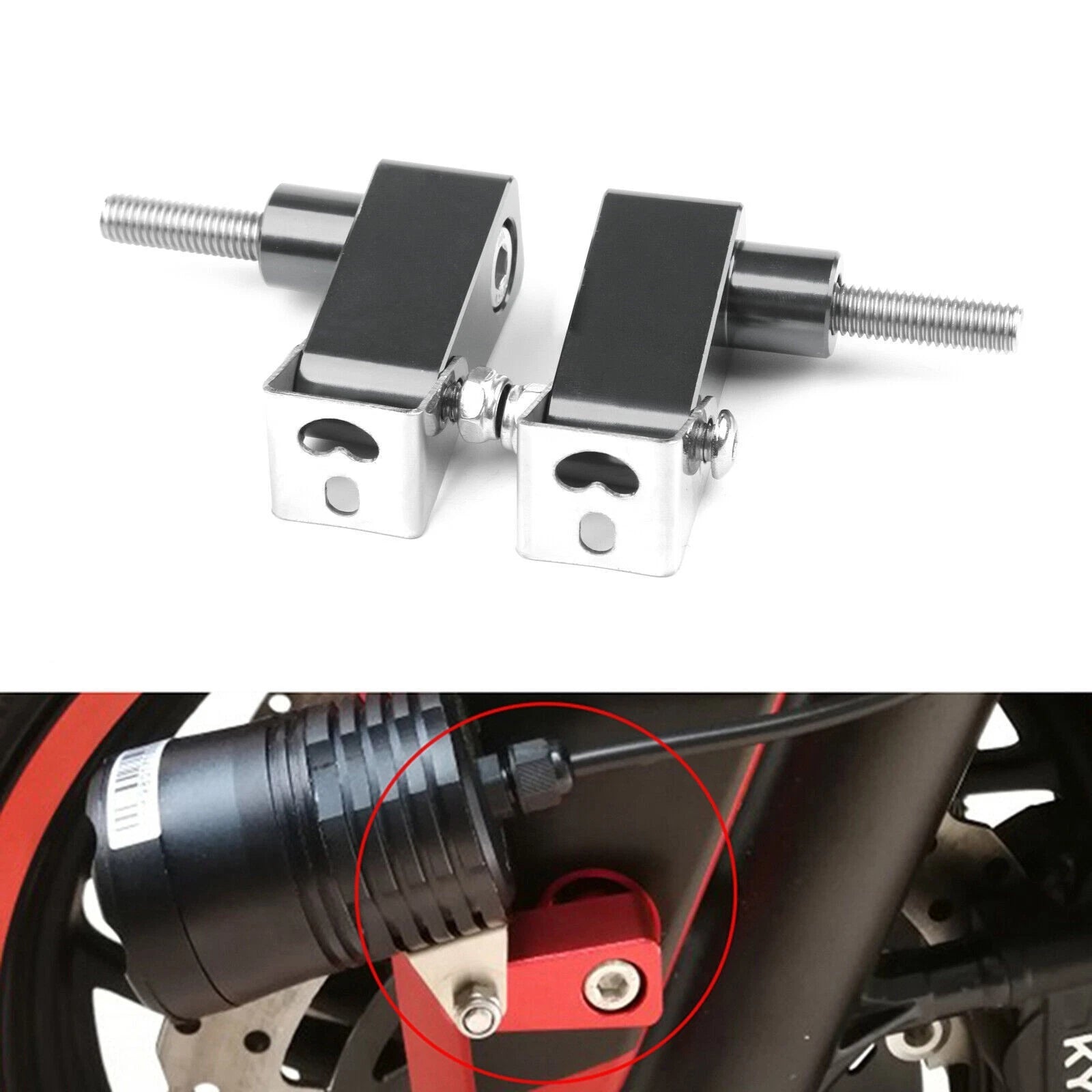 CNC Titan M8 Motorcycle Headlight Fog Light Mount Bracket Extender Pair