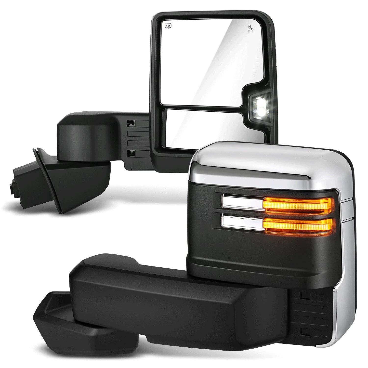 Chrome Tow Mirrors for Chevy Silverado 1500 LTD (2019–2025) w/ Blind Spot Monitoring