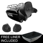 Black King Trunk Backrest Rack Speakers for Harley Touring Road Glide (2014–2026)
