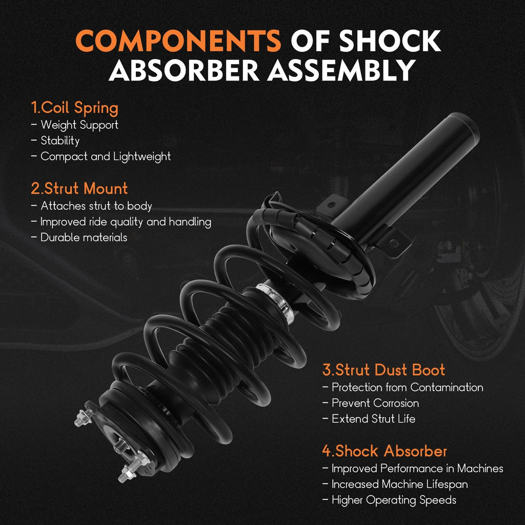 Front Pair Complete Struts & Shocks Assembly for Ford Transit Connect (2010-2013)
