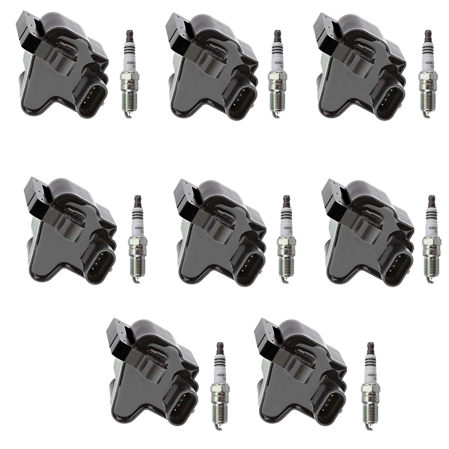Set of 8 Ignition Coils & NGK Ruthenium Spark Plugs for H2 Sierra 1500 2500 (2002–2009)