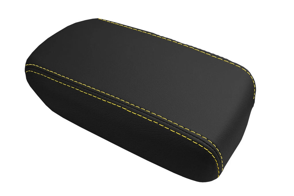 Leather Console Lid Armrest Cover for Toyota Corolla (2009–2013) Yellow Stitch