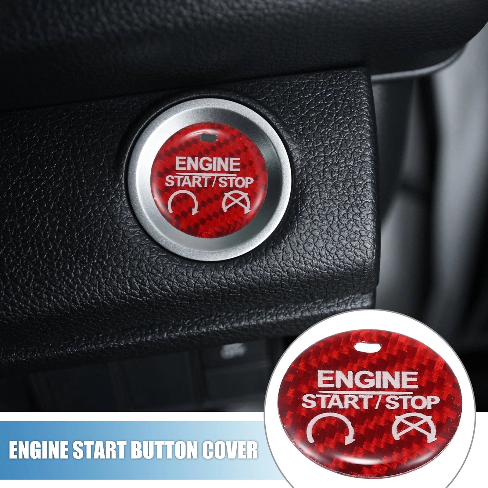 Engine Start Button Cover Trim for Ford Mustang (2015–2019) Red 724117606763