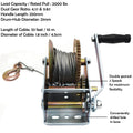 2000Lbs Dual Gear Hand Winch for Towing Boat Trailer