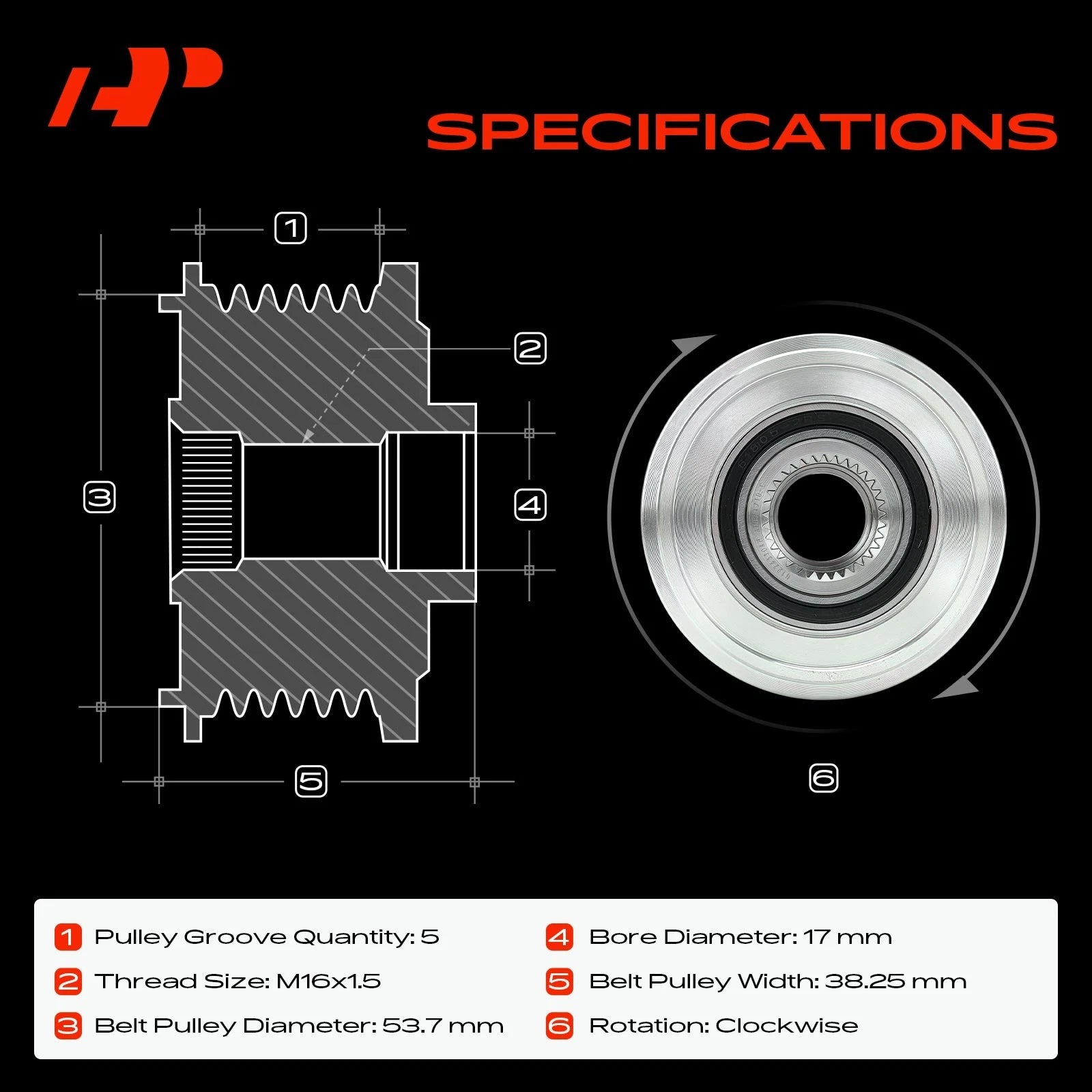 Alternator Clutch Pulley for Chevrolet Cruze Buick Encore (2011–2019)