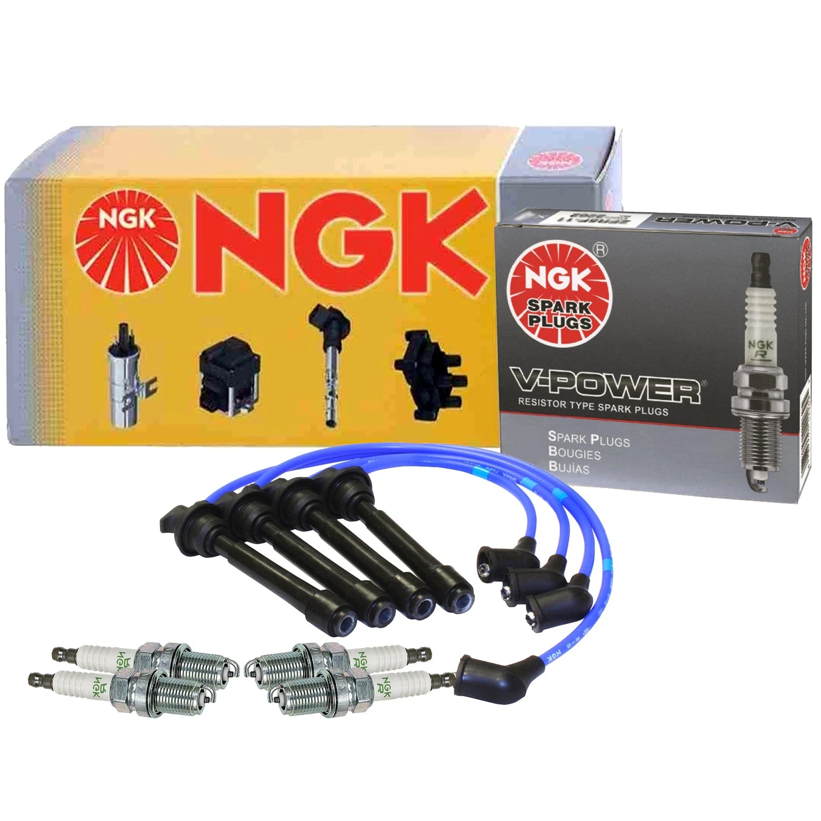 Set of 4 NGK V-Power Spark Plugs for Elantra Tiburon Spectra Sportage (L4)