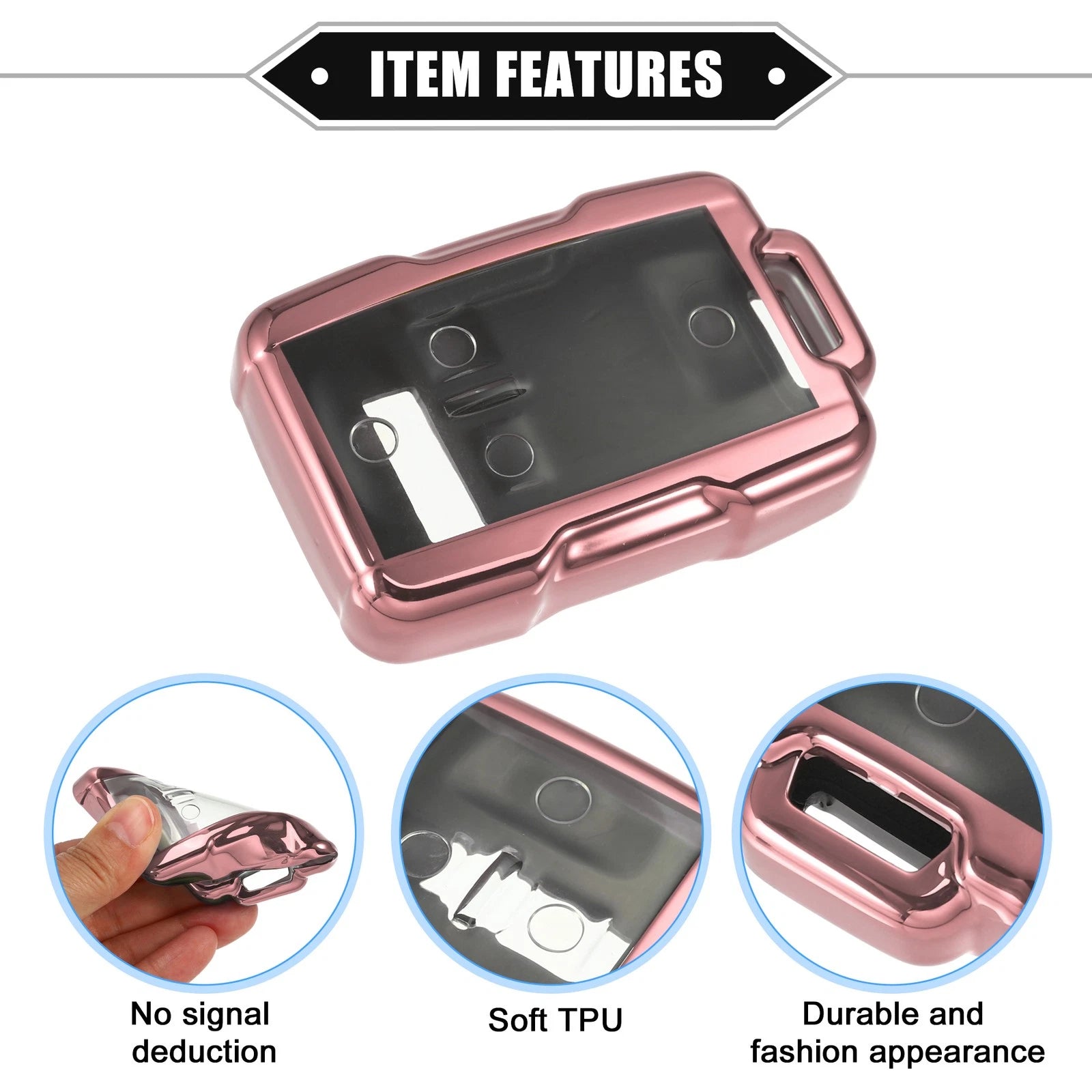 Key Fob Cover for Chevy Suburban (2015–2021) - TPU Clear Pink, 4 Buttons