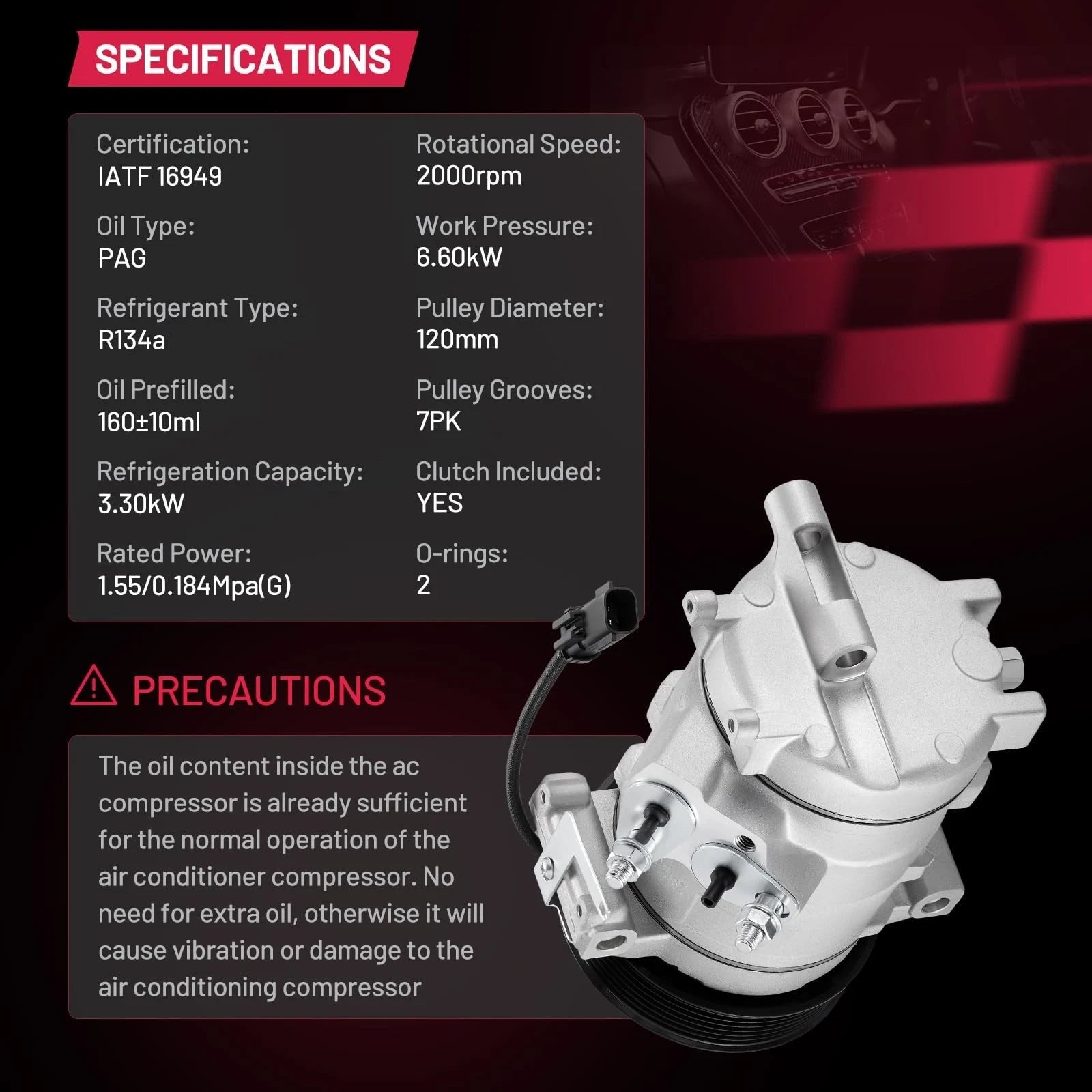 AC Compressor with Clutch for Jeep Grand Cherokee (2007–2010)