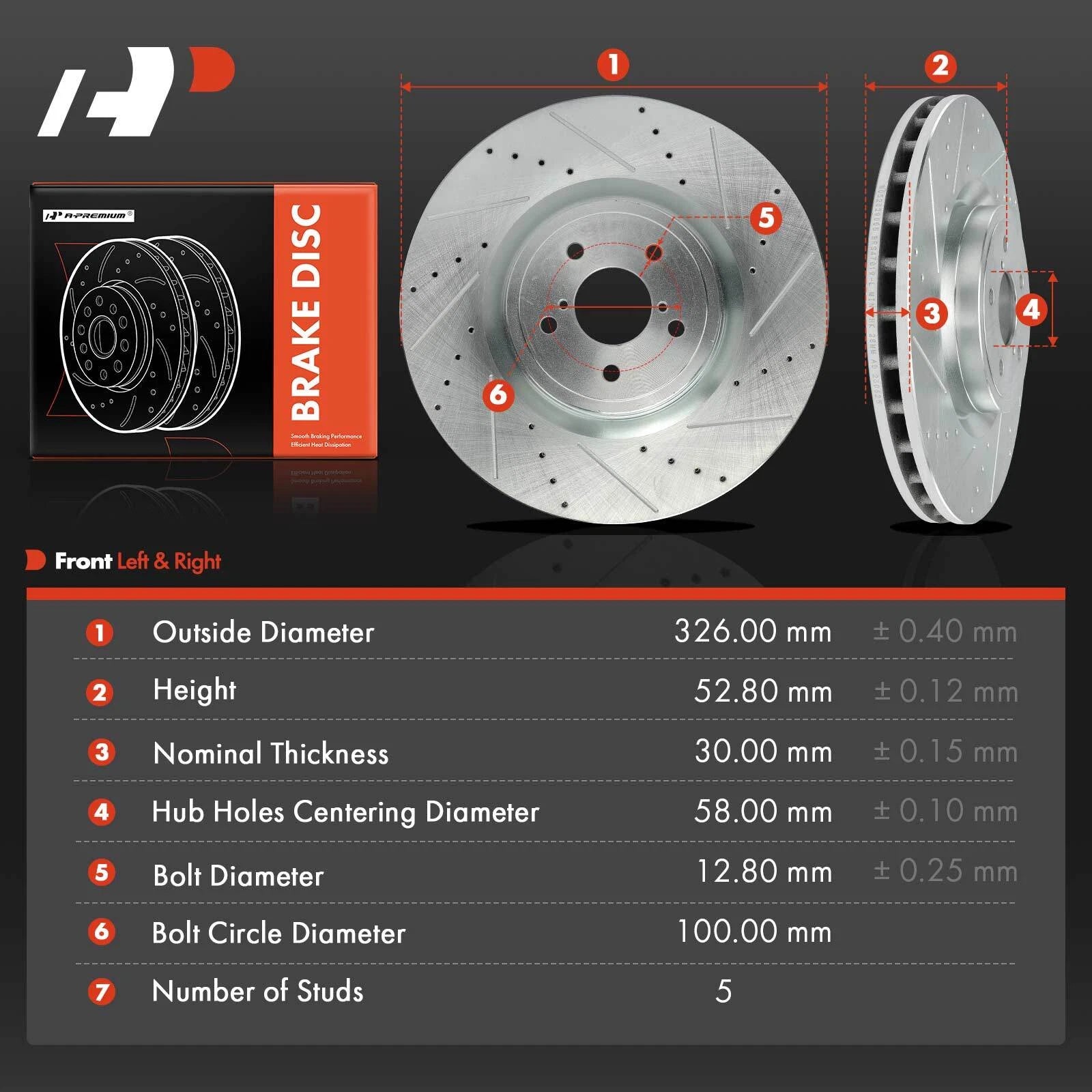 Front Drilled Brake Rotors for Subaru Impreza (2004) & Toyota BRZ (2017–2020)