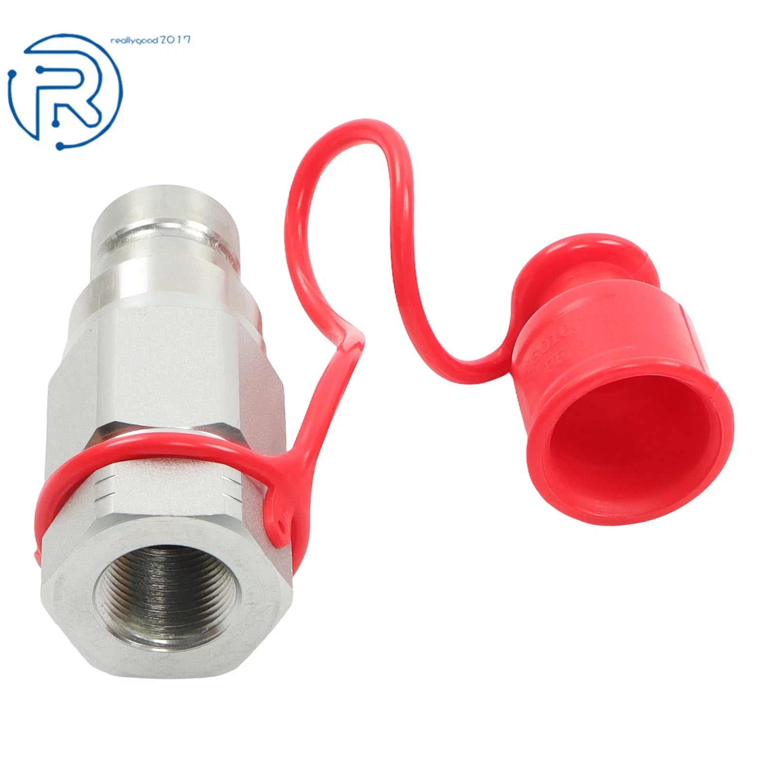 Set of 2 Flat Face Hydraulic Quick Connect Couplers with Dust Caps