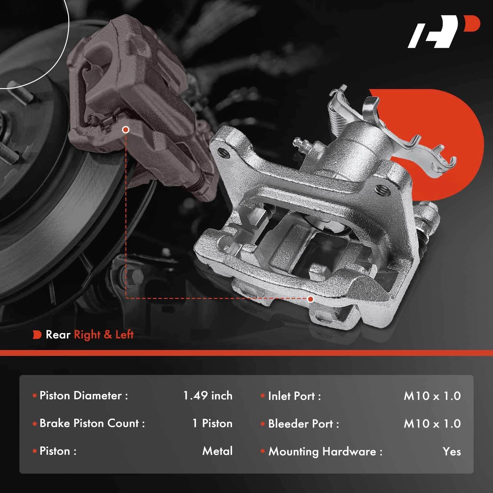 Pair Rear Disc Brake Caliper for Chevrolet Malibu (2016–2022)