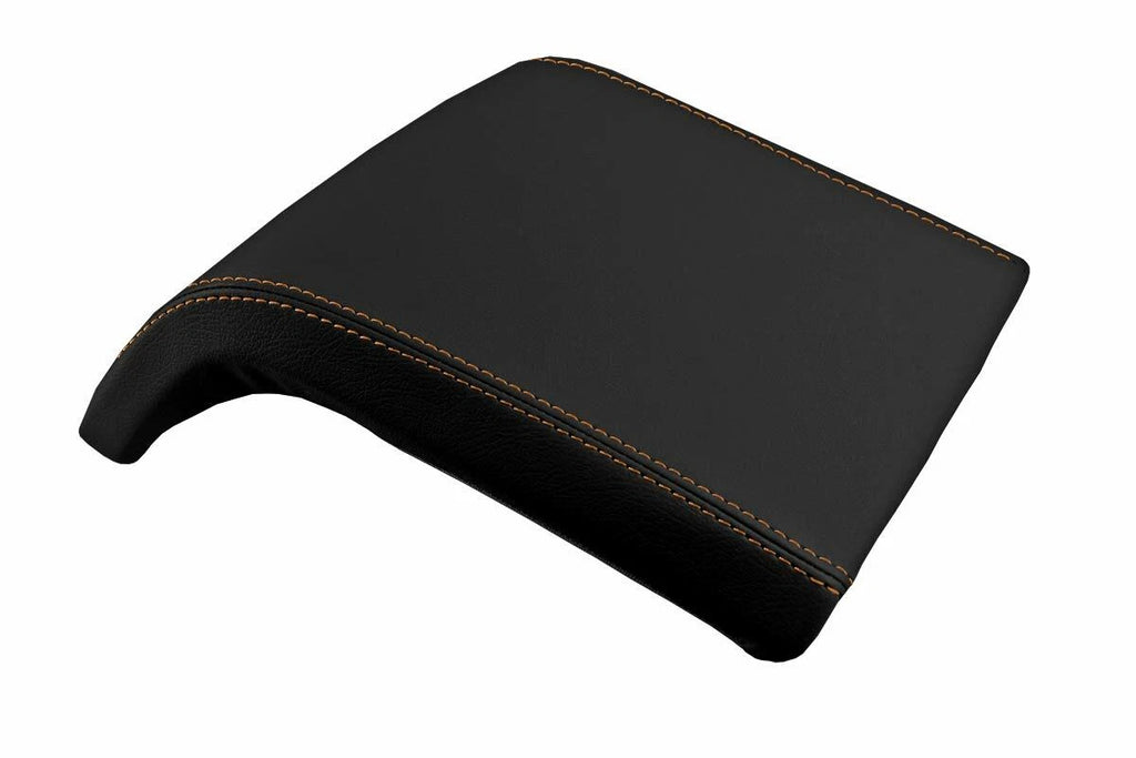Leather Console Lid Armrest Cover for Lincoln Navigator (2007–2017) Orange Stitch