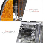 Set of 2 Halogen Chrome Headlights for Dodge Ram 1500 2500 3500 (1994–2002)
