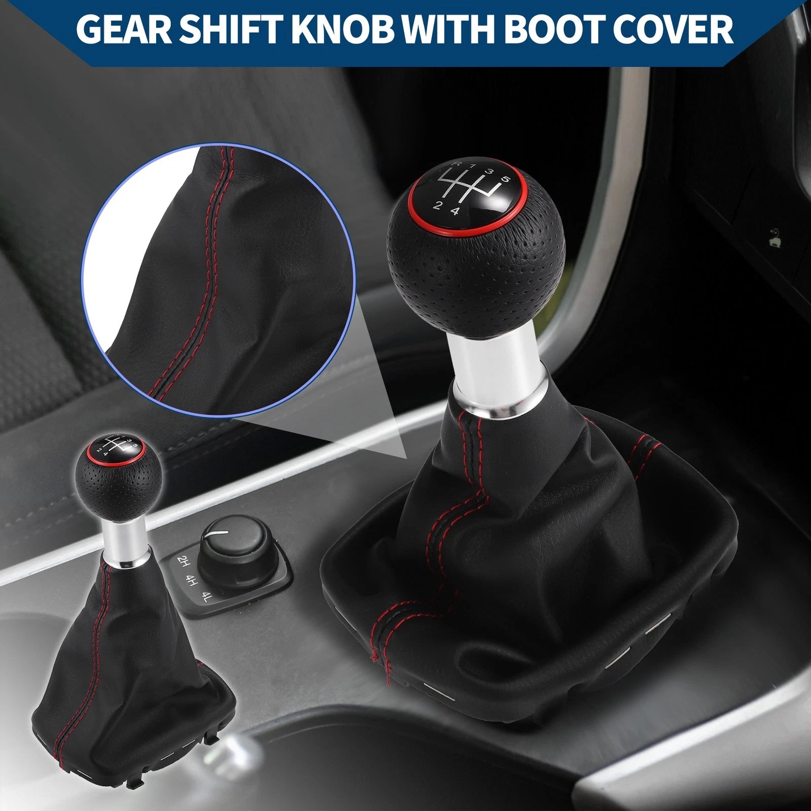 5 Speed Gear Shift Knob with Cover for Audi A3 (2000–2003) Faux Leather Black