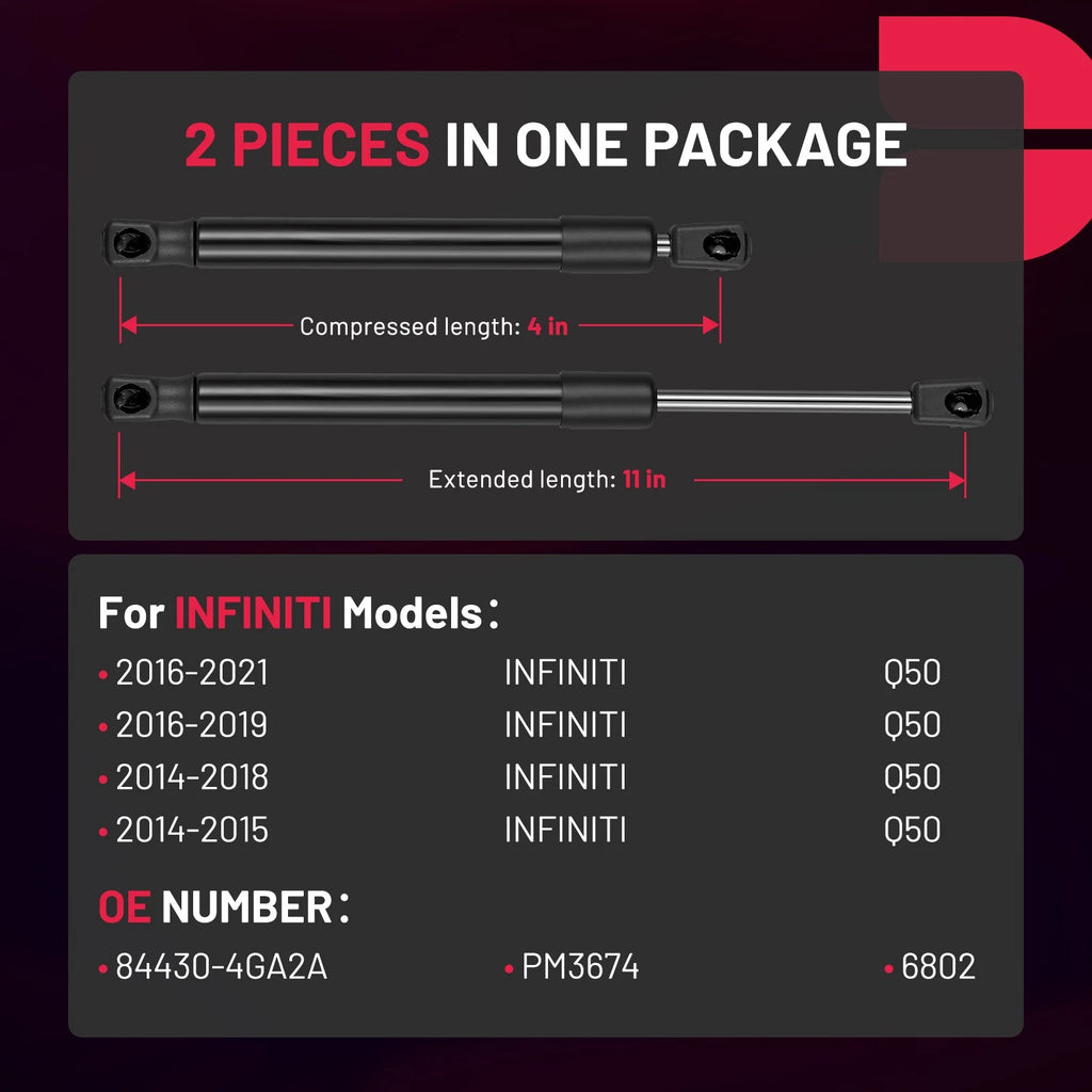 PM3674 Tailgate Lift Supports for Infiniti Q50 (2016–2019)