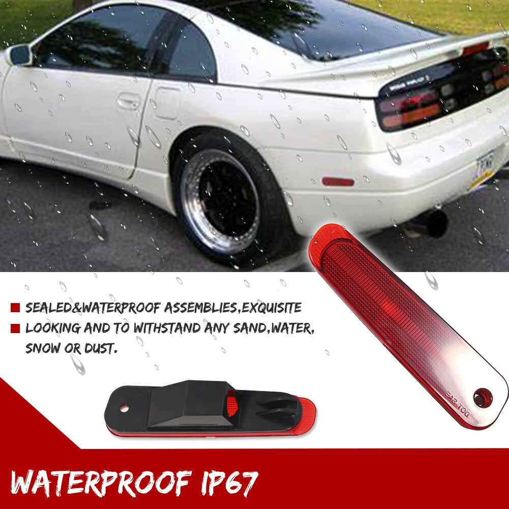 2X Red Lens Rear Bumper Side Marker Lights for Nissan 300ZX Z32 (1990–1996)