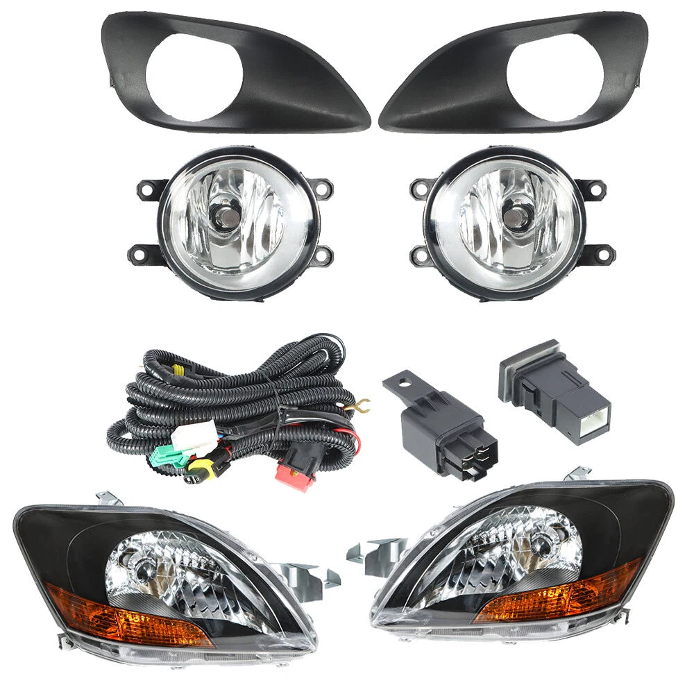 Set of 2 Headlights and Fog Lights for Toyota Yaris (2007–2011)