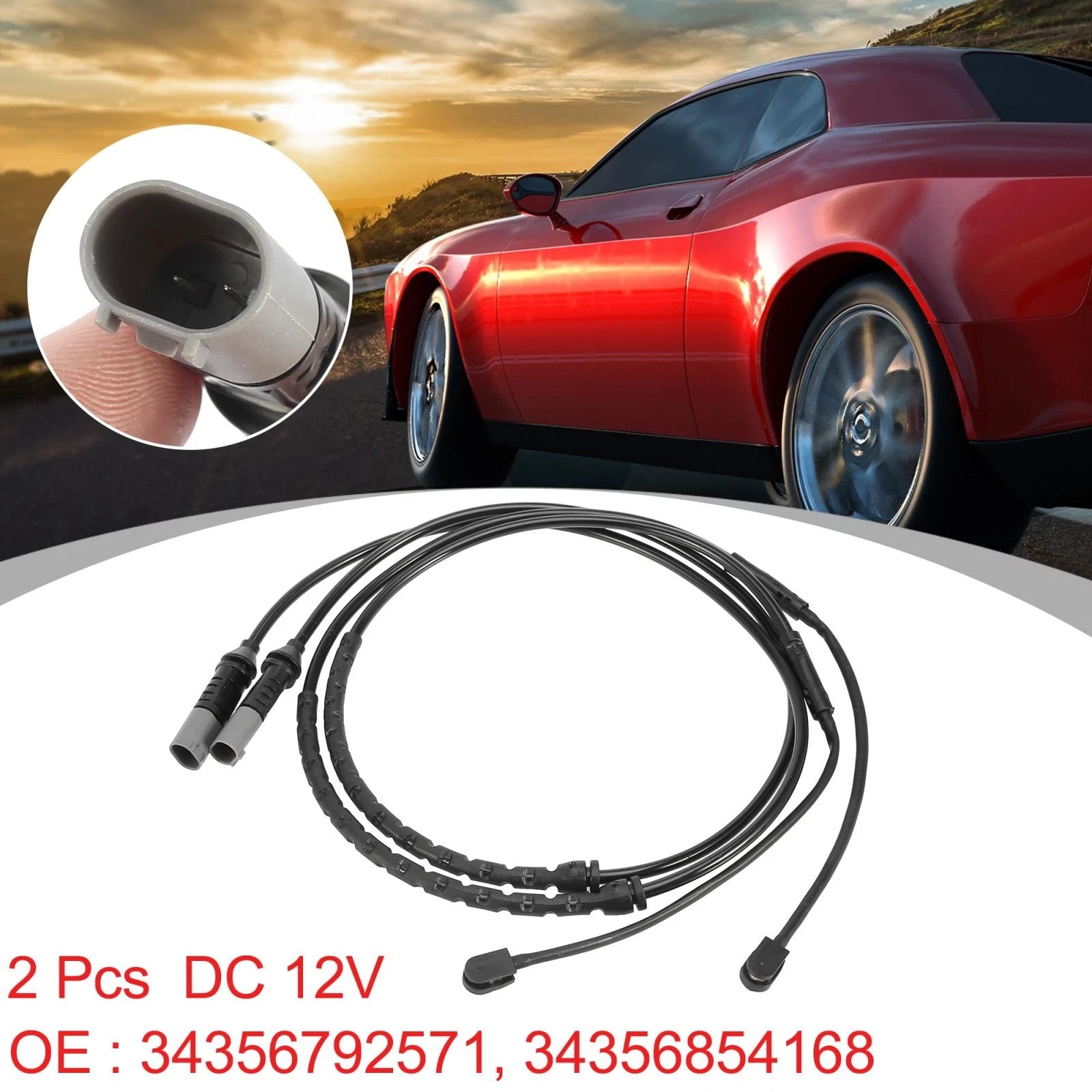 2X Rear Brake Pad Wear Sensor 2 Pins for BMW X5 X6 (2011–2016) 34356792571