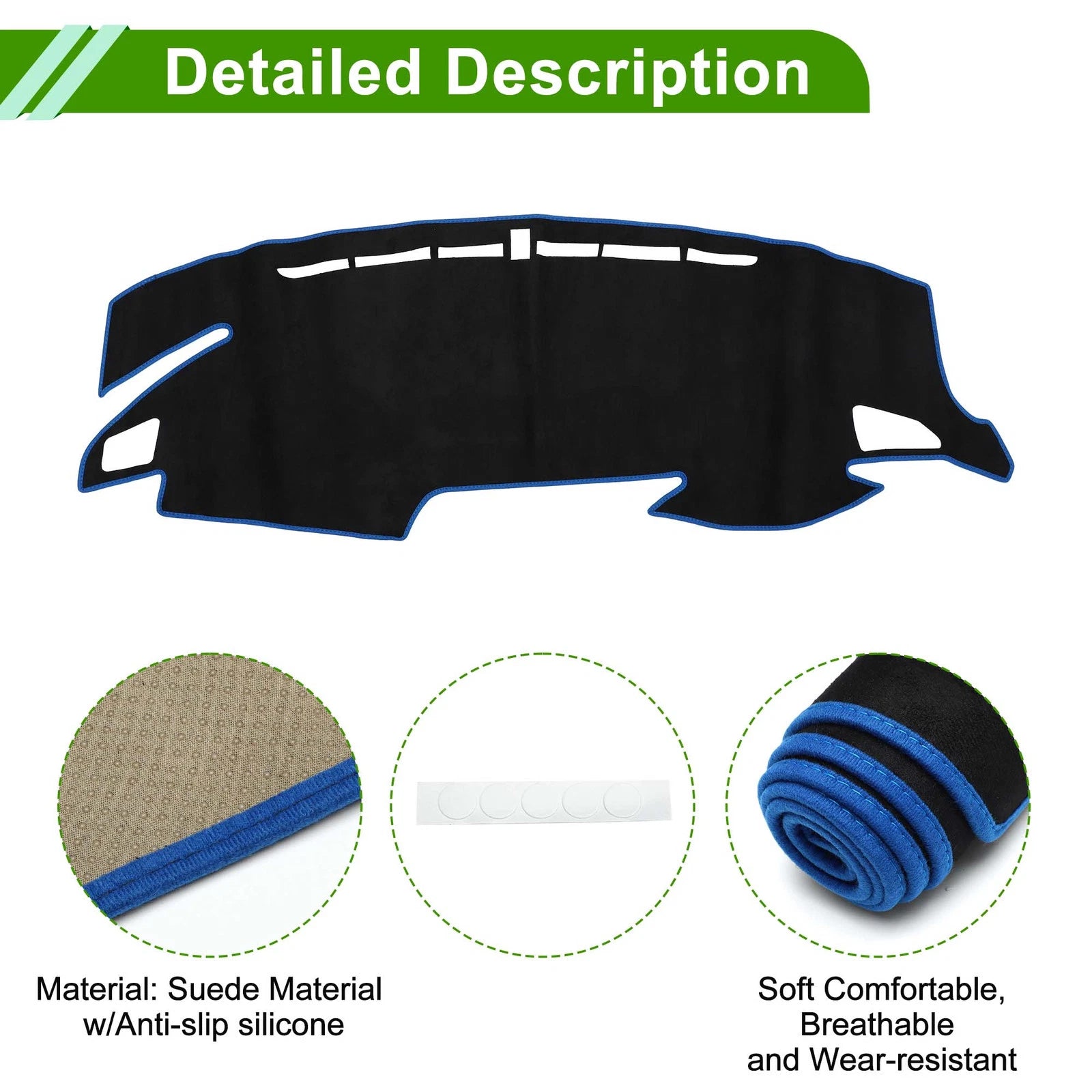 Dashboard Dash Cover Mat for Honda Civic Type R FK7 FK8 FC1 (2017–2024) Black Blue