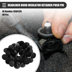 40 Pcs Headliner Hood Insulator Retainer Push Pin Clip for Dodge (No.6504135)