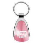 Grille Logo on Pink Teardrop Keychain - Officially Licensed for Jeep