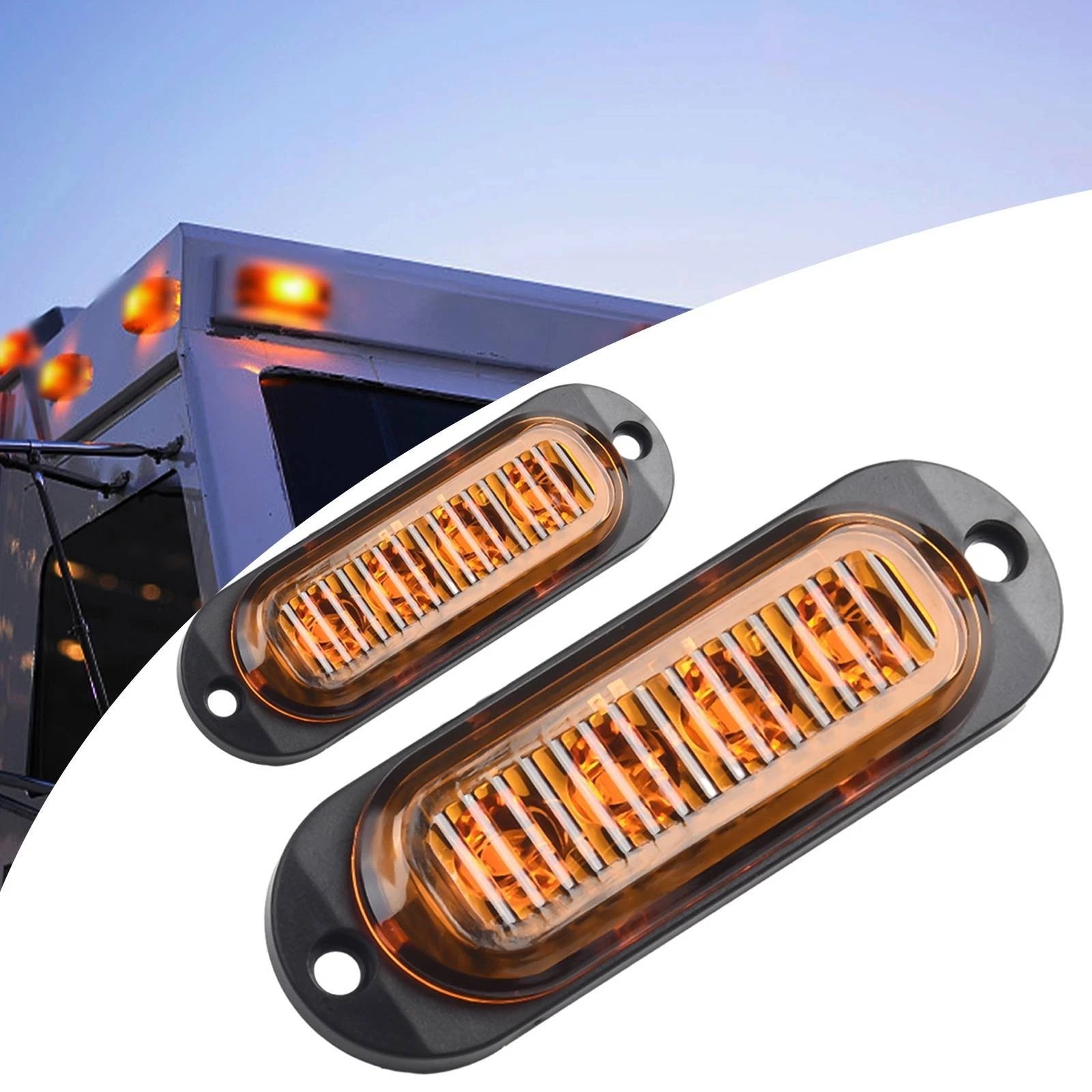 2X LED Side Marker Lights for Truck (DC 12V-24V) - Yellow 3.38in