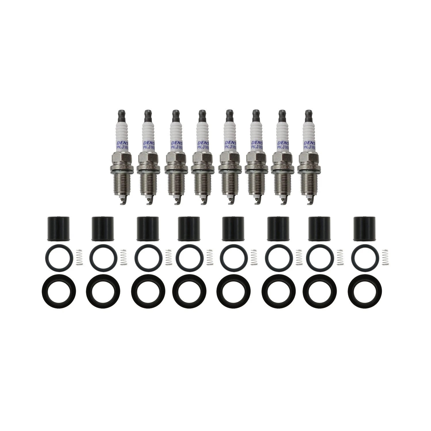 Set of 8 Denso Double Platinum Spark Plugs & NGK Coil Boots for Ram 1500 (2010–2018)