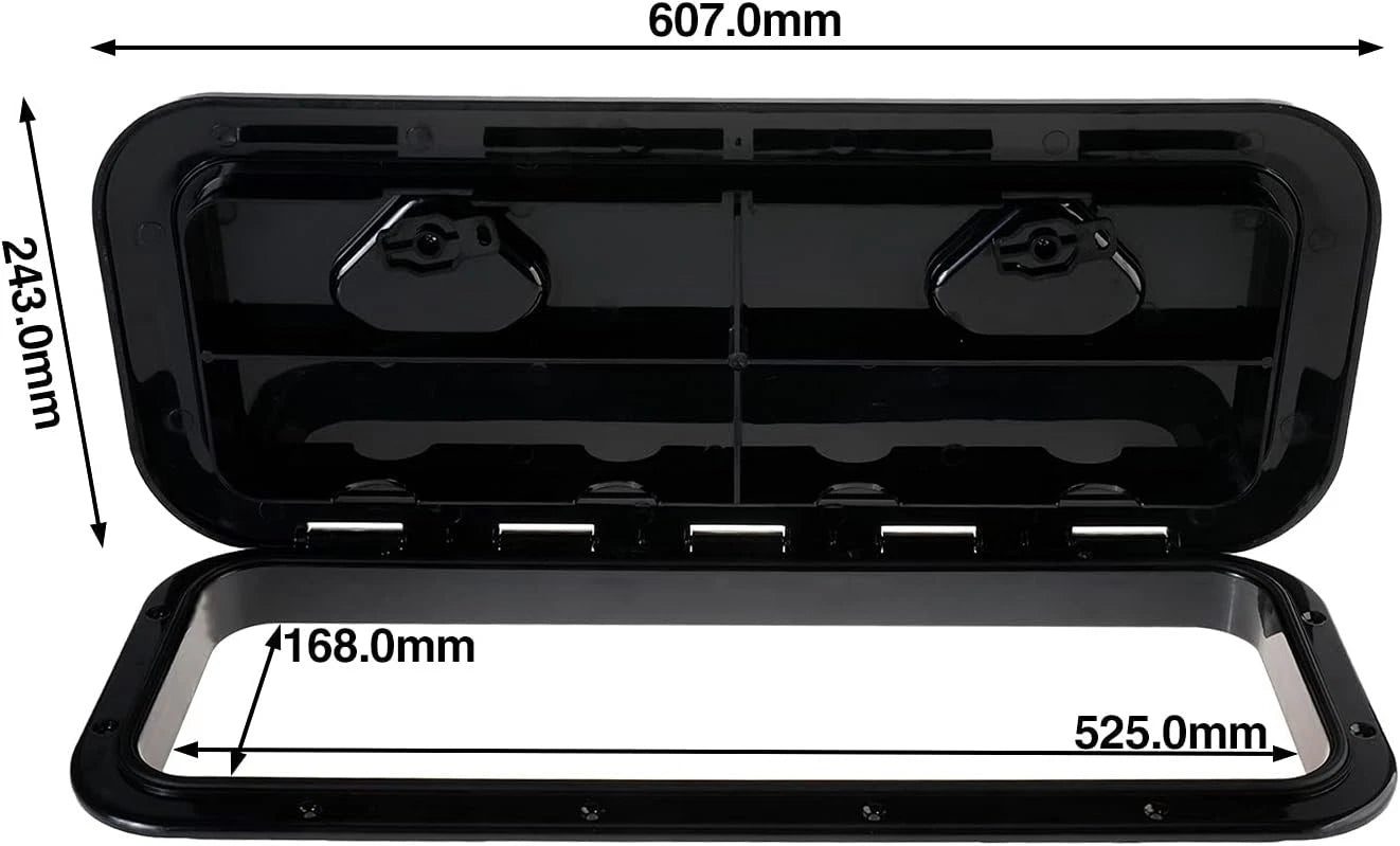 Marine Deck Access Hatch 24" x 9-5/8" Rectangle Boat Hatch & Lid (180°)