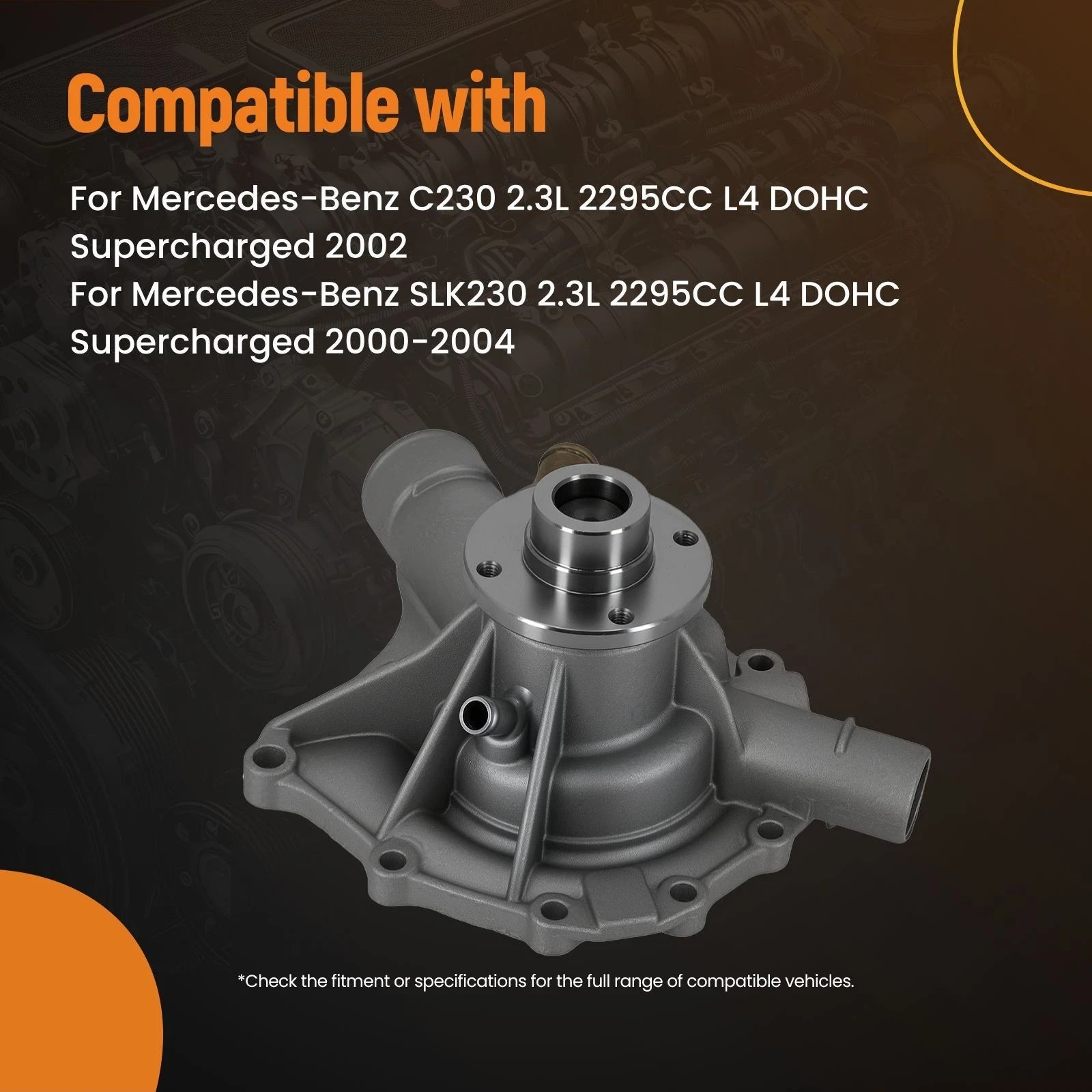 Coolant Water Pump for Mercedes-Benz C230 SLK230 (2000–2004)
