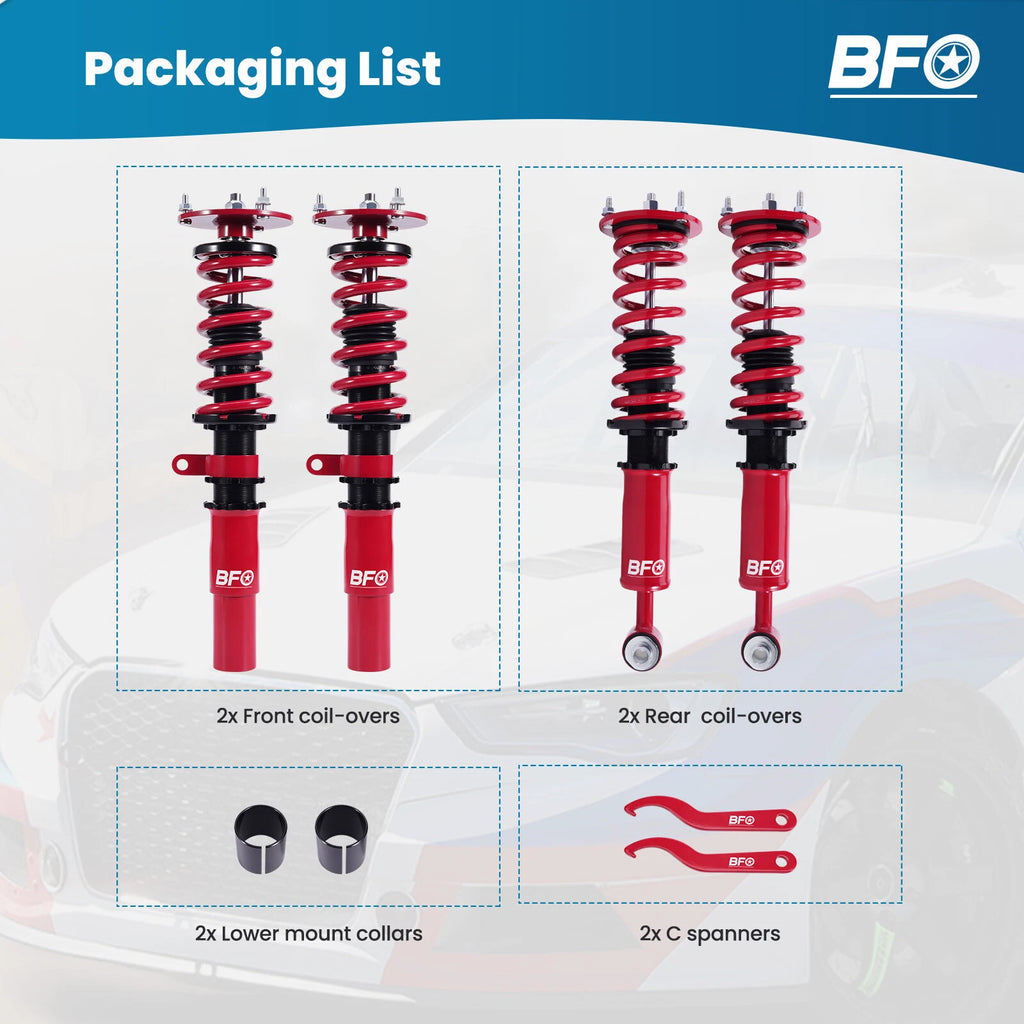 Set of 4 Adjustable Coilovers for BMW 5 Series E60 535i (2004–2010)