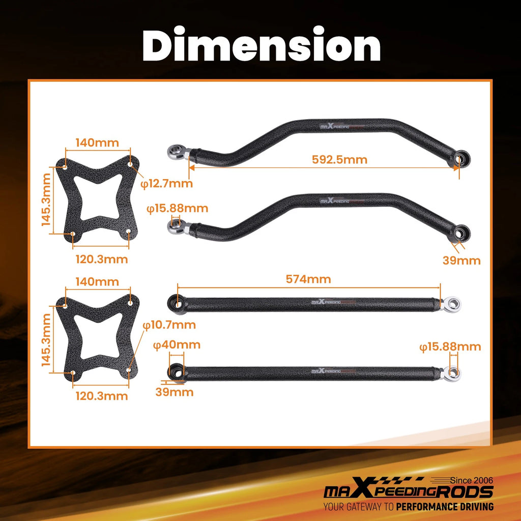 Set of High Clearance Boxed Rear Radius Arms for Polaris RZR XP 1000 (2014–2023)
