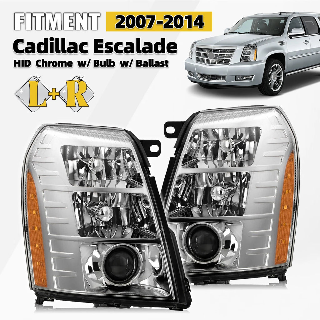 HID Headlight Set for Cadillac Escalade (2007–2014) w/Bulb & Ballast