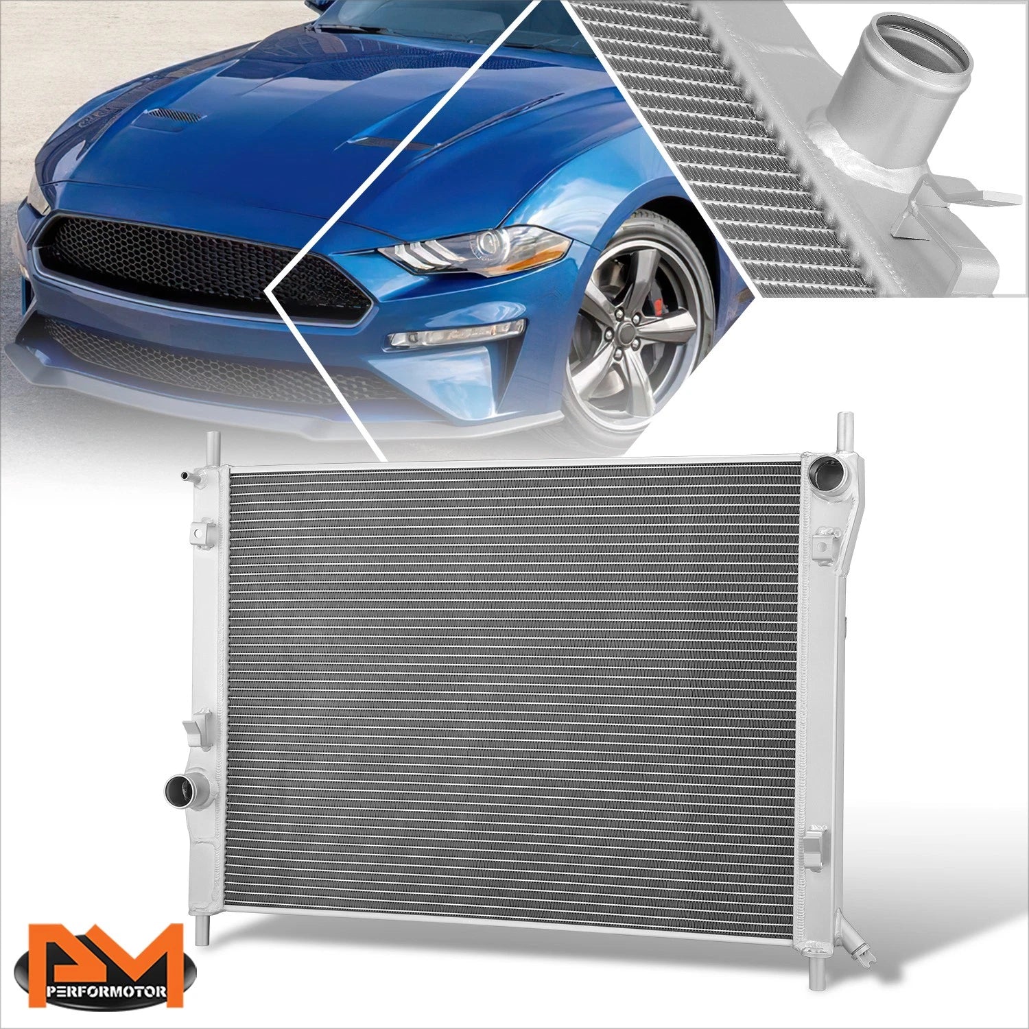 3-Row Aluminum Radiator for Ford Mustang (2015–2023) 2.3T 3.7L 5.0L