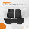 TPE Carpet Floor Mats for Hyundai Kona (2018–2023) Black Waterproof