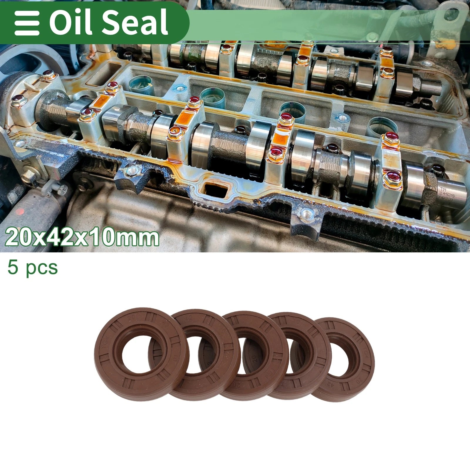 Set of 5 Oil Seal FKM Rubber 20x42x10mm for Various Models 