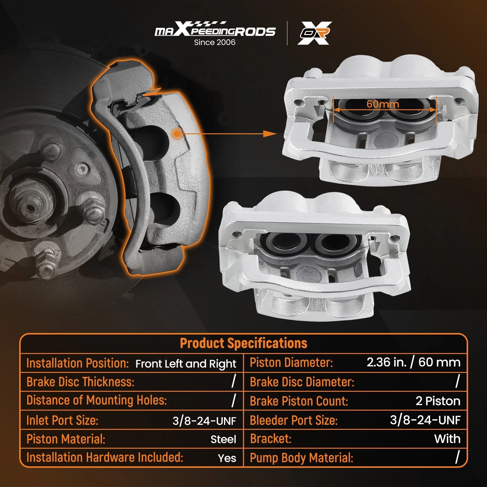 2x Front Left & Right Brake Calipers for Ford F-250 F-350 Super Duty (2018–2023)