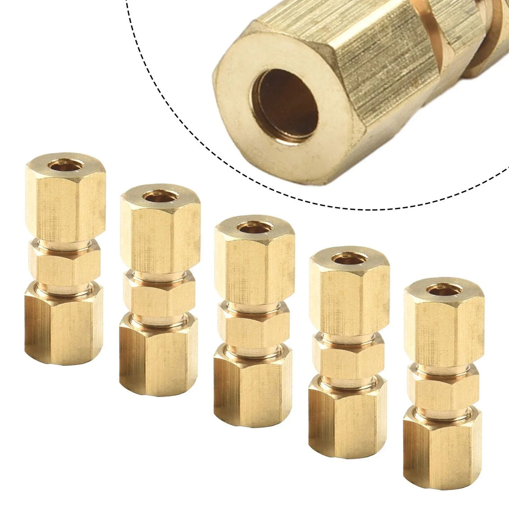 Brass Brake Line Compression Fitting Unions 3/16" OD 5pcs