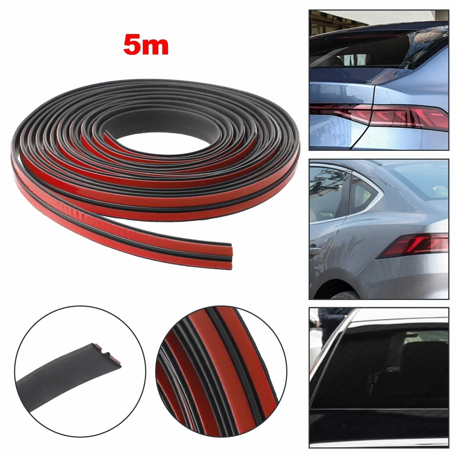 1.4cmx5m / Rubber Seal Strip for Car Windshield Sunroof Sealing Trim
