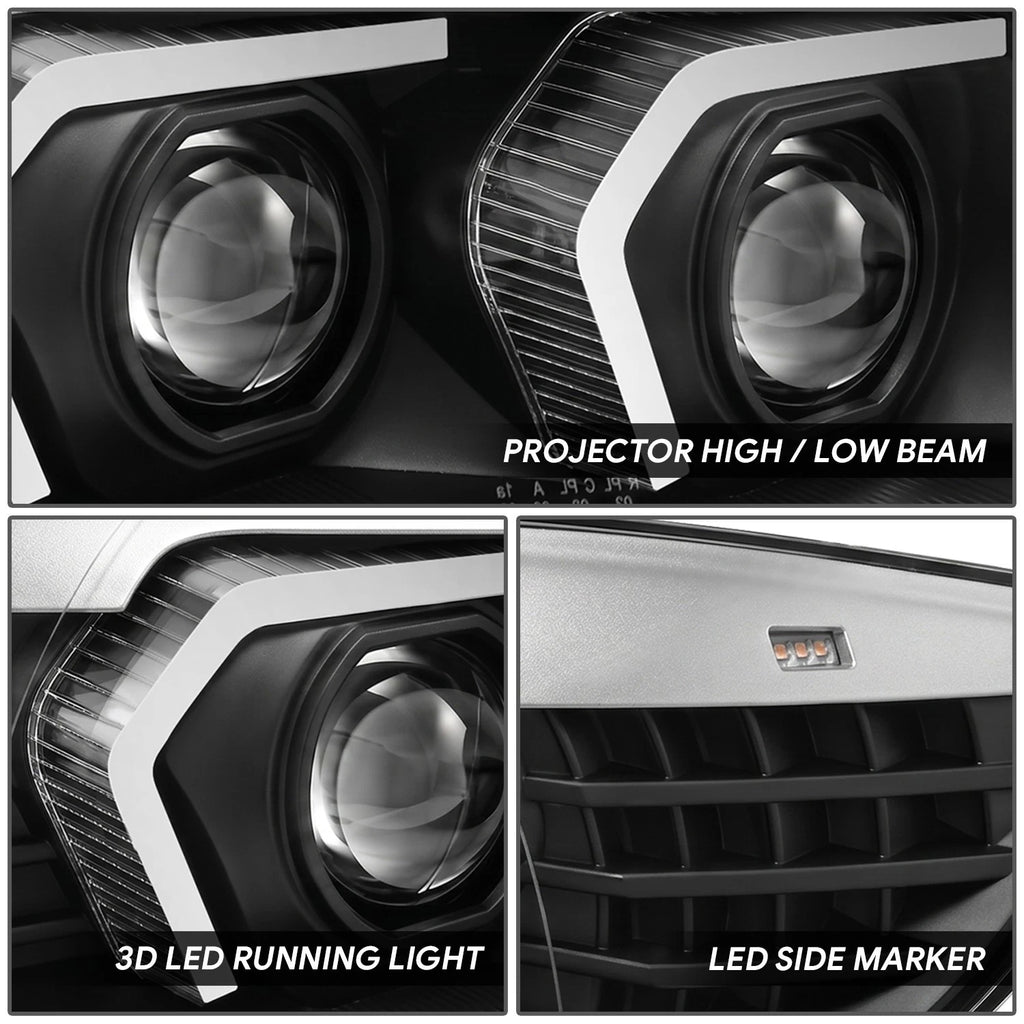 LED Projector Headlight for BMW 323I 2005–2008 (Black Clear, Switchback)