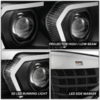 LED Projector Headlight for BMW 323I 2005–2008 (Black Clear, Switchback)