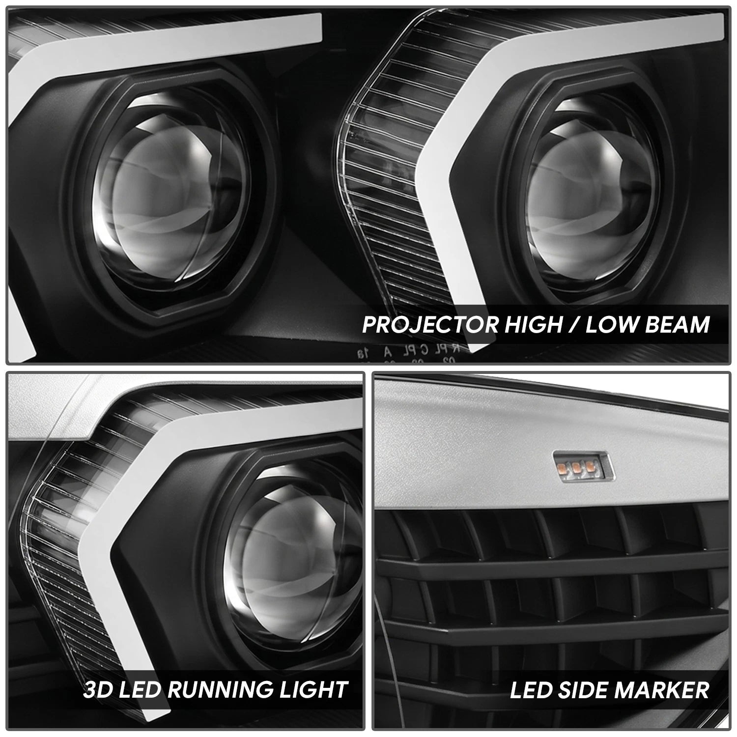 LED Projector Headlight for BMW 323I 2005–2008 (Black Clear, Switchback)