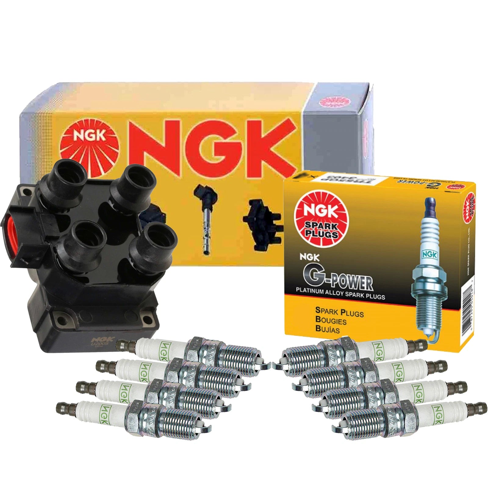 NGK DIS Ignition Coil & G-Power Platinum Spark Plugs Kit for B2500 Ranger (1998–2006)