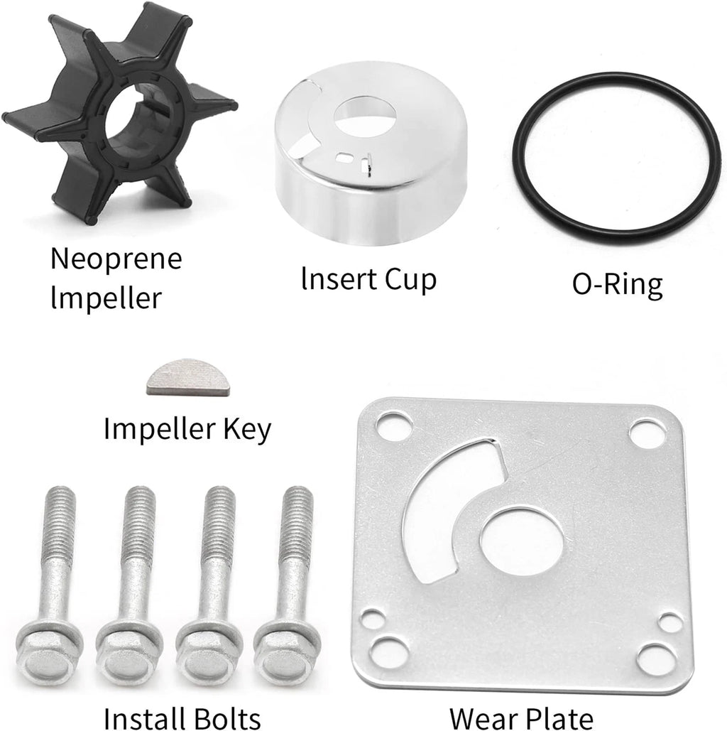 Water Pump Impeller Kit for Yamaha 2-Stroke 20 25 HP Outboards (1990–2023) 6L2-W0078 20D 25N