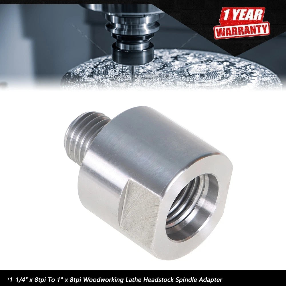 Spindle Adapter for Woodworking Lathe (1-1/4" x 8tpi to 1" x 8tpi)