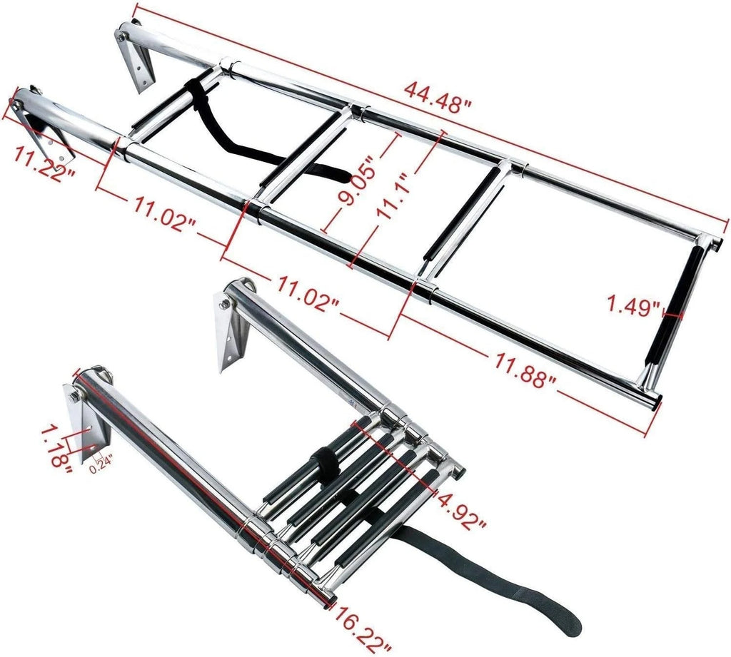 4 Step Stainless Steel Telescoping Boat Ladder for Amarine Made