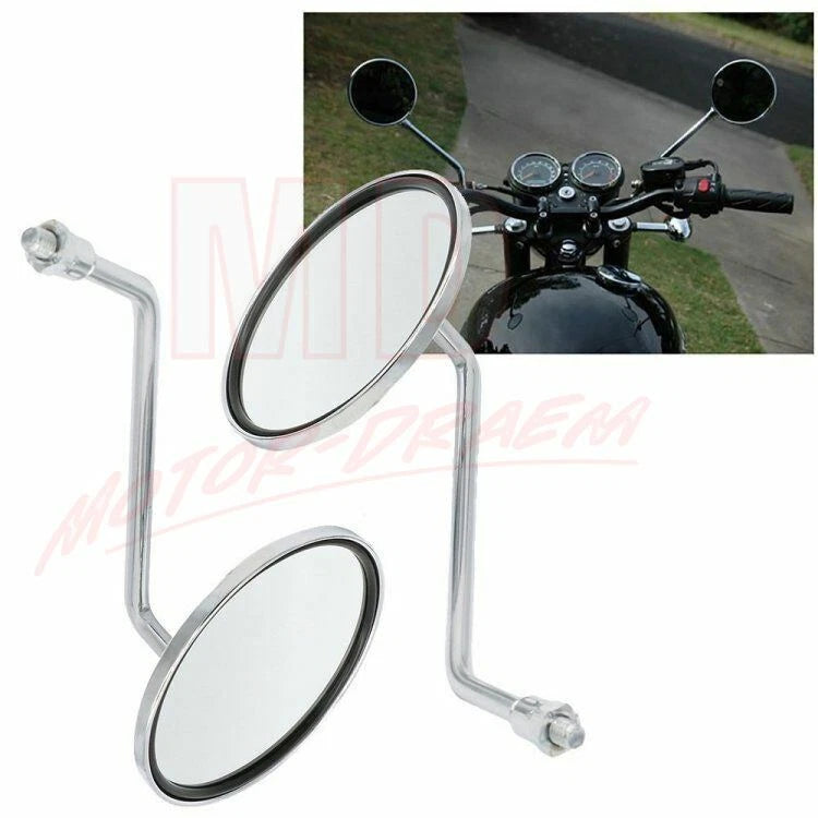 Chrome Rear View Mirrors for Honda Suzuki Kawasaki (10mm)