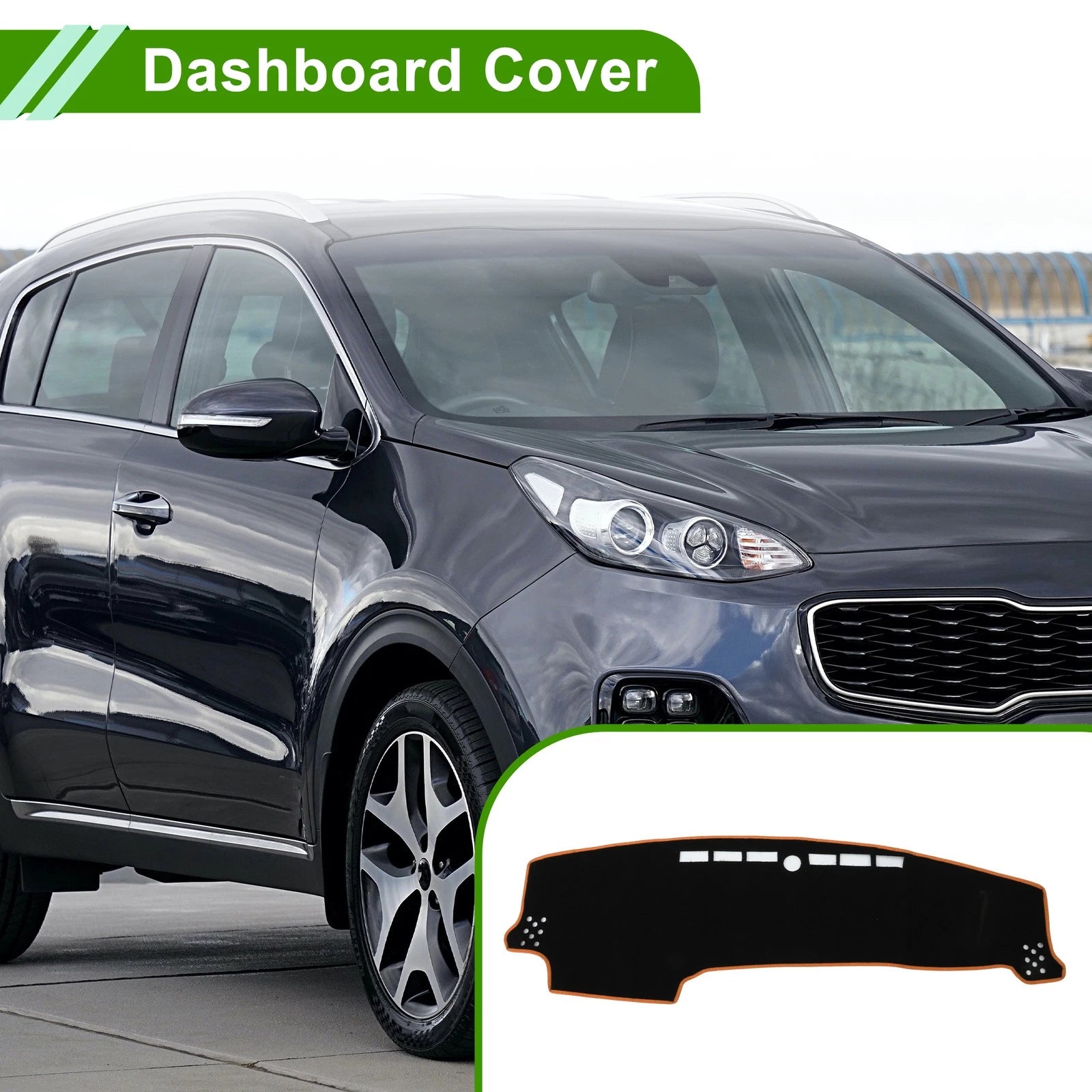Dashboard Cover for Kia Sonet (2022–2025) Polyester Black Orange 1 Pc