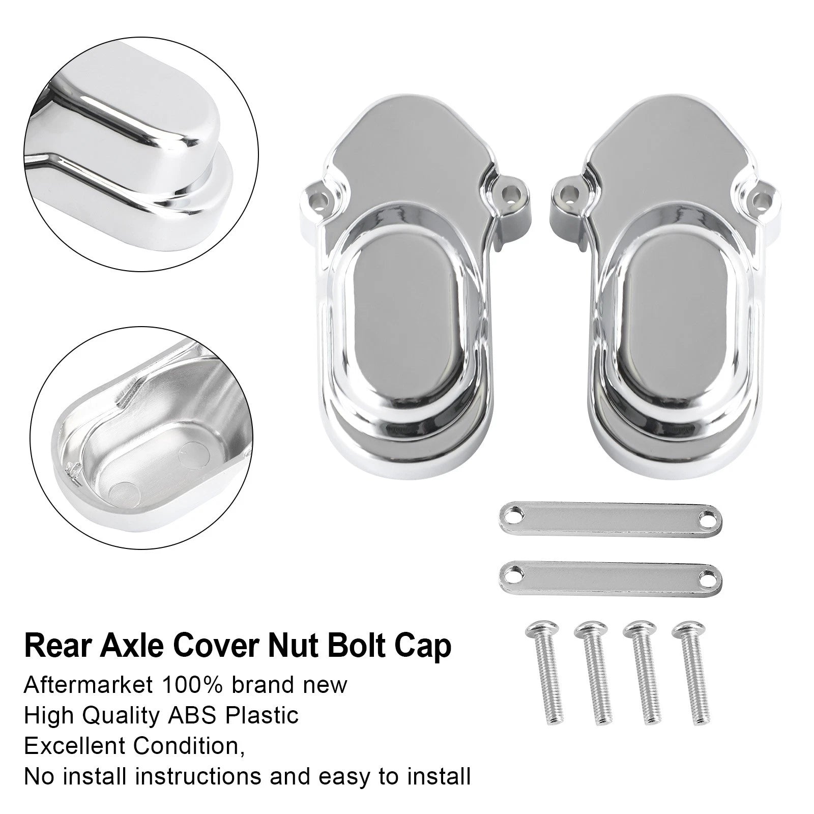 Set of 4 Rear Axle Cover Nut Bolt Caps for Sportster 1200 XL1200C 883 (2005–2017) Chrome