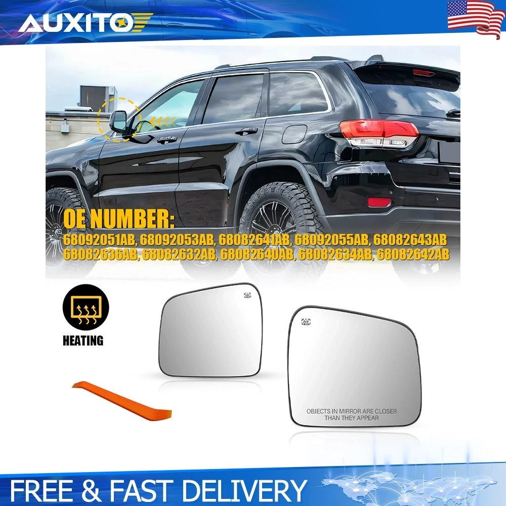 2X Heated Mirror Glass Set for Jeep Grand Cherokee, Dodge Durango (2011–2022)