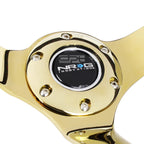 NRG 35cm Deep Dish Steering Wheel for Universal Fit (3" Deep, Gold Spokes)